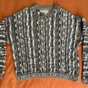 Vintage Carlo Alberto 90s Crewneck Sweater 3D Coogi/Cosby Style, Size L